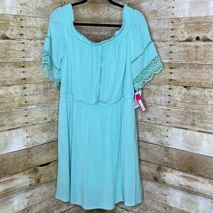 XHILARATION OFF SHOULDER GAUZE BRIGHT COLOR WITH LACE ACCENTS SIZE XXL NWOT